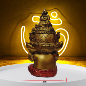 The Global Store - Bal Ganesh ji - Stoned mukut, sitting and closing his ears with both hand - width