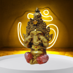 The Global Store - Bal Ganesh ji - Stoned mukut, sitting and closing his eyes with both hand