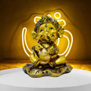 The Global Store - Bal ganesh ji - holding lotus with both hand sitting lotus petal