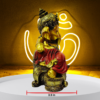 The Global Store - Ganesh ji - Sitting on golden sofa one leg folded on sofa hand on knee in rest position, musak is sitting close to sofa-d