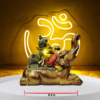 The Global Store - Ganesh ji - sitting on Elephant his vehicle cloth weared painted maroon ganesh ji and vehicle is golden and brown - width