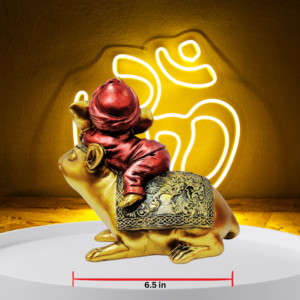 The Global Store - Ganesh ji - sitting on musak his vehicle cloth weared painted maroon ganesh ji and vehicle is golden - width