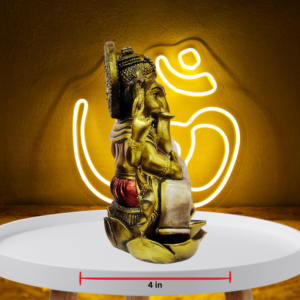 The Global Store - Ganesh ji statue - siting on lotus writting on long patrika - depth