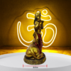 The Global Store - Krishna ji - golden color playing flute a cow is sitting near his feet - depth