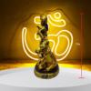 The Global Store - Krishna ji - golden color playing flute a cow is sitting near his feet - height