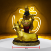 The Global Store - Krishna ji - golden color playing flute a cow is sitting near his feet - width