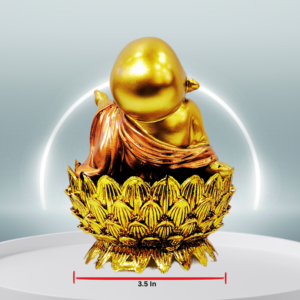 The Global Store - Mini Laughing Buddha - one hand in air and one hand posing back on ground in rest position - width