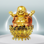 The Global Store - Mini Laughing buddha- both hands in air sitting on lotus