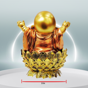 The Global Store - Mini Laughing buddha- both hands in air sitting on lotus - width