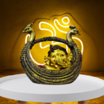 The Global Store - bal ganesh ji statue- sitting on peacock flight two peacock flight