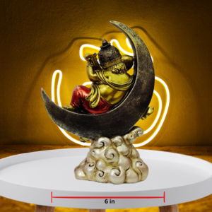 The Global Store - ganesh ji statue - sitting on Crecent moon base is cloud playing veena - width