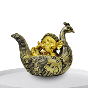 The Global Store - Bal ganesh ji statue - Golden Hair sitting - No Bg
