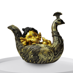 The Global Store - Bal ganesh ji statue - black hair sitting in tub who looks like bird - no bg