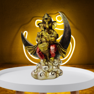The Global Store - Ganesh ji statue - sitting on crecent moon palying one tabla