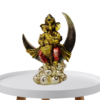 The Global Store - Ganesh ji statue - sitting on crecent moon palying one tabla - white bg