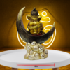 The Global Store - Ganesh ji statue - sitting on crecent moon palying one tabla - width