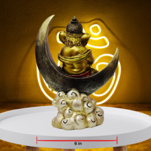 The Global Store - Ganesh ji statue - sitting on crecent moon palying one tabla - width