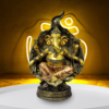The Global Store - Ganesh ji statue - sitting on sofa structure - lotus base leaf back support both legs up - bg