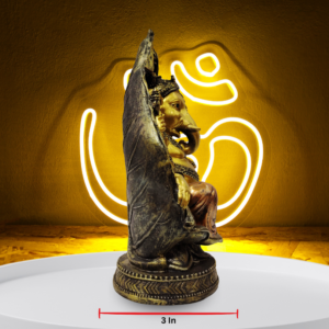 The Global Store - Ganesh ji statue - sitting on sofa structure - lotus base leaf back support both legs up - depth