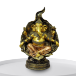 The Global Store - Ganesh ji statue - sitting on sofa structure - lotus base leaf back support both legs up - no bg