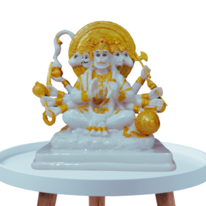 The Global Store - Hanuman ji statue - Panch Mukhi white marble polished - No Bg