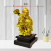 The Global Store - Laughing buddha statue - complete golden wooden base colored black looks like traveler- depth