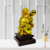 The Global Store - Laughing buddha statue - complete golden wooden base colored black looks like traveler - height