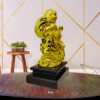The Global Store - Laughing buddha statue - complete golden wooden base colored black with sack - depth