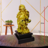 The Global Store - Laughing buddha statue - complete golden wooden base colored black with sack - height