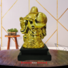 The Global Store - Laughing buddha statue - complete golden wooden base colored black with sack - width