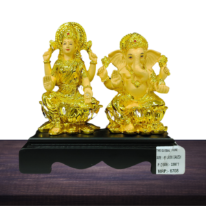 The Global Store - Laxmi Ganesh ji Statue - complete golden polished good for diwali puja - bg