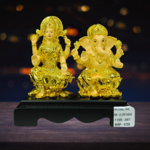 The Global Store - Laxmi Ganesh ji Statue - complete golden polished good for diwali puja - no bg