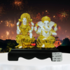 The Global Store - Laxmi Ganesh ji statue - White and golden - wooden base - good for diwali - bg