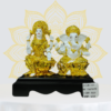 The Global Store - Laxmi Ganesh ji statue - White and golden - wooden base - good for Diwali - no bg