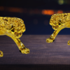 The Global Store - Leopard statue - big golden leopard statue- face