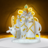 The Global Store - Radha krishna ji statue - polished white marble cow in behind standing - bg