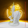 The Global Store - Radha krishna ji statue - polished white marble cow in behind standing - height
