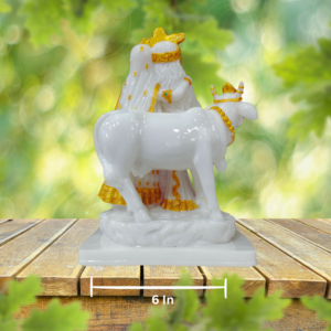 The Global Store - Radha krishna statue - standing cow behind for support - width