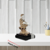 The Global Store - Sai Baba statue - Small rose gold and white with wooden base one leg up on knee - depth