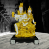 The Global Store - Shiv ji family statue - bal ganesh ji sitting on lap color is golden and white and base is wooden - bg
