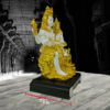 The Global Store - Shiv ji family statue - bal ganesh ji sitting on lap color is golden and white and base is wooden - depth