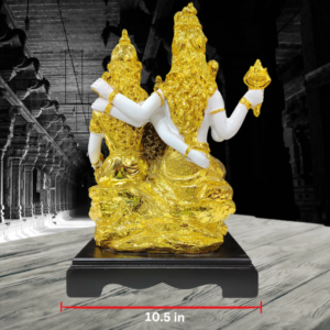 The Global Store - Shiv ji family statue - bal ganesh ji sitting on lap color is golden and white and base is wooden - width