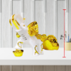 The Global Store - elephant statue - attached trolly at back made of marble dust coated with white and golden paint - height