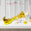 The Global Store - elephant statue - attached trolly at back made of marble dust coated with white and golden paint - width