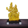 The Global Store - shiv ji family statue - bal ganesh ji sitting on the lap in golden color and smooth body finish no bg