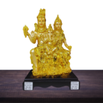 The Global Store - shiv ji family statue - bal ganesh ji sitting on the lap in golden color and smooth body finish no bg