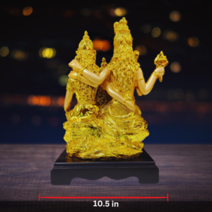The Global Store - shiv ji family statue - bal ganesh ji sitting on the lap in golden color and smooth body finish -width